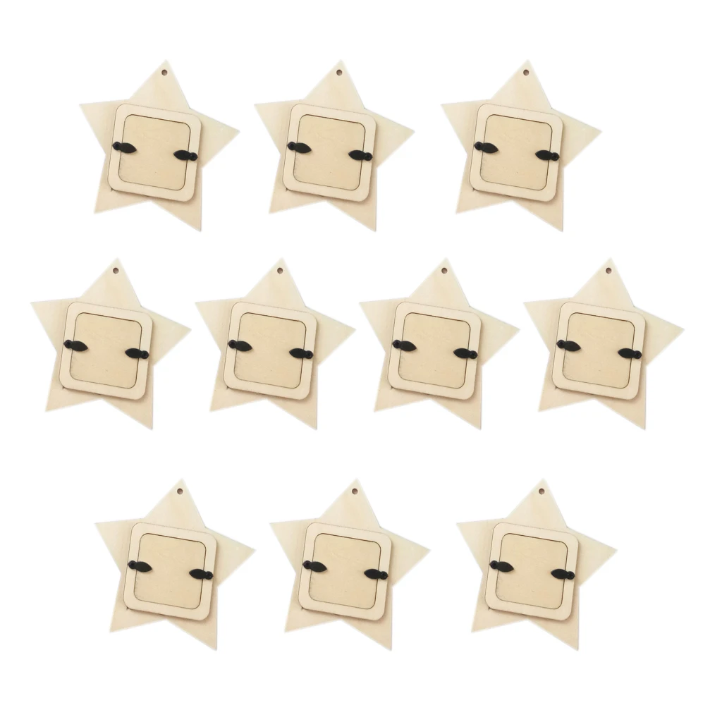 

10pcs/set Unfinished Wood Mini Star Photo Frame Picture Holder DIY Wooden Crafts for Wall Decoration