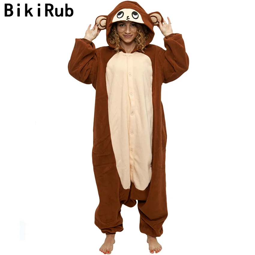 BIKIRUB Pajamas Cutest Brown Monkey Homewear Adult Fleece Hooded ...
