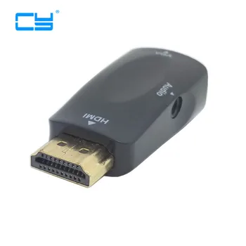 

Black HDMI to VGA output Video adapter with 3.5mm Audio cable For TV set & projector & monitor For XBOX 360 PS3