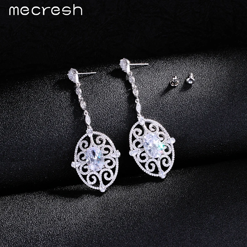 

Mecresh Luxurious AAA Cubic Zirconia Micro Dangle Long Earrings for Women Tear Drop Wedding Earrings 2022 for Anniversay EH667