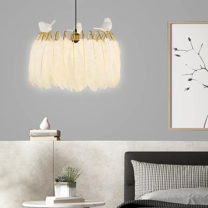 

TRAZOS Glod Fashional super thin Modern chandeliers circle Feather led chandelier light for indoor lighting Pendant art decor