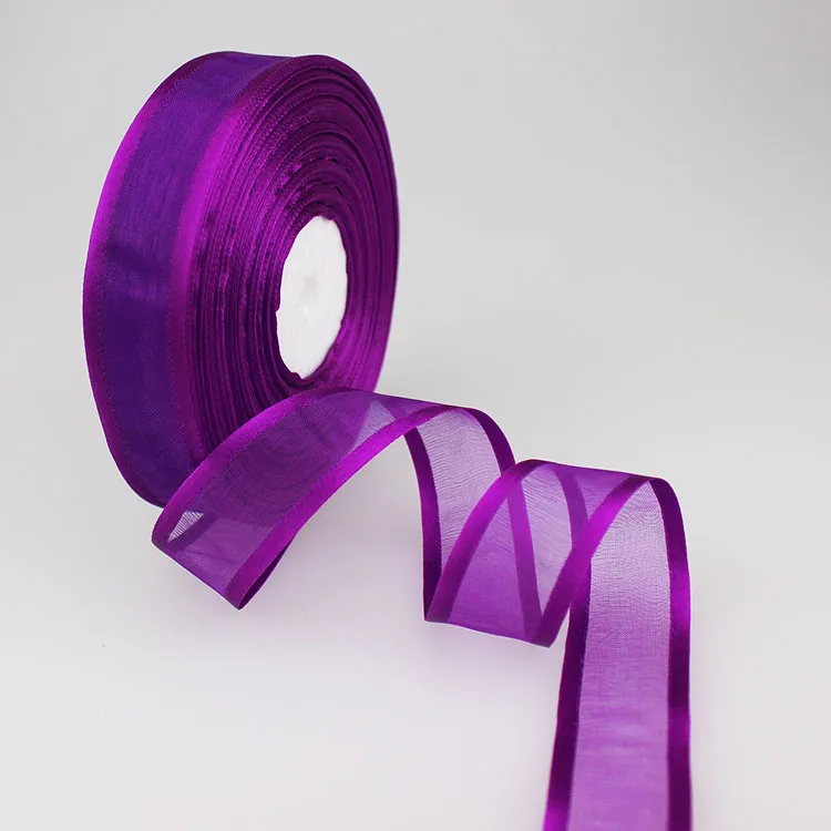 50yards 1' 25mm Broadside Deep Purple Organza Ribbons wholesale