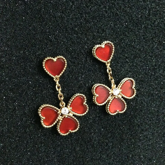 Red heart fashion big stud earring