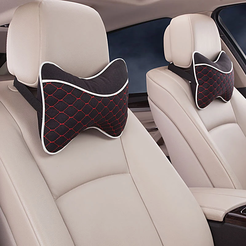 

Car headrest linen neck headrest car seat cushion vehienlar plaid car pillow, car seat covers for mazda 3 horse 6 horse 2cx-5