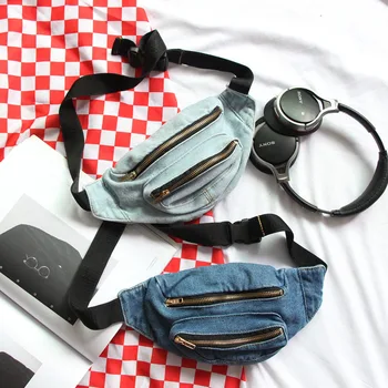 

Super Retro Ins Super Fire Bag With Antique Denim Waist Bag Chic hot's And women's Sports Soil Cool Disco Bag Chest Bag