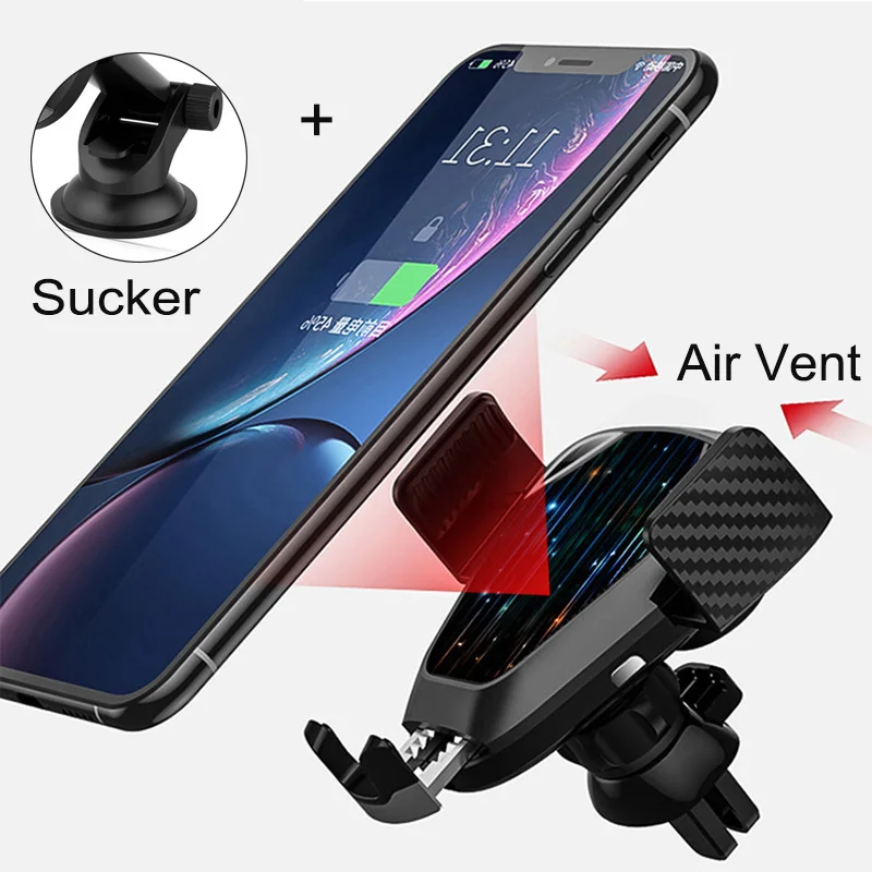 

Automatic Wireless Car Phone Charger for iPhone XS Max 8 Plus Samsung S10 S9 Light Sensor Control Sucker Air Vent Phone Holder