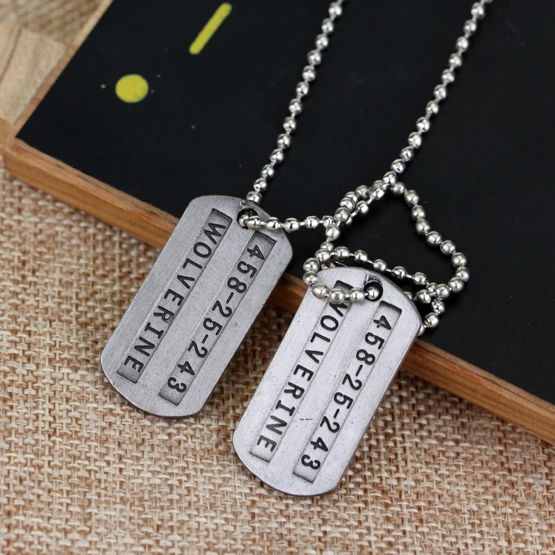 

MQCHUN X-Men Logan Army Military Metal Pendant Chain Necklace Statement long Jewelry men's best gift Double pole piece Punk Type