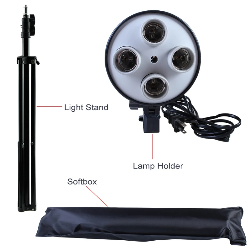 Kopen Diffuser Licht 50*70 Cm Continue Verlichting Softbox Voor 4 In 1 Socket E27 Lamphouder Met 2 Stuks 2M Light Stand Photo Studio Kit