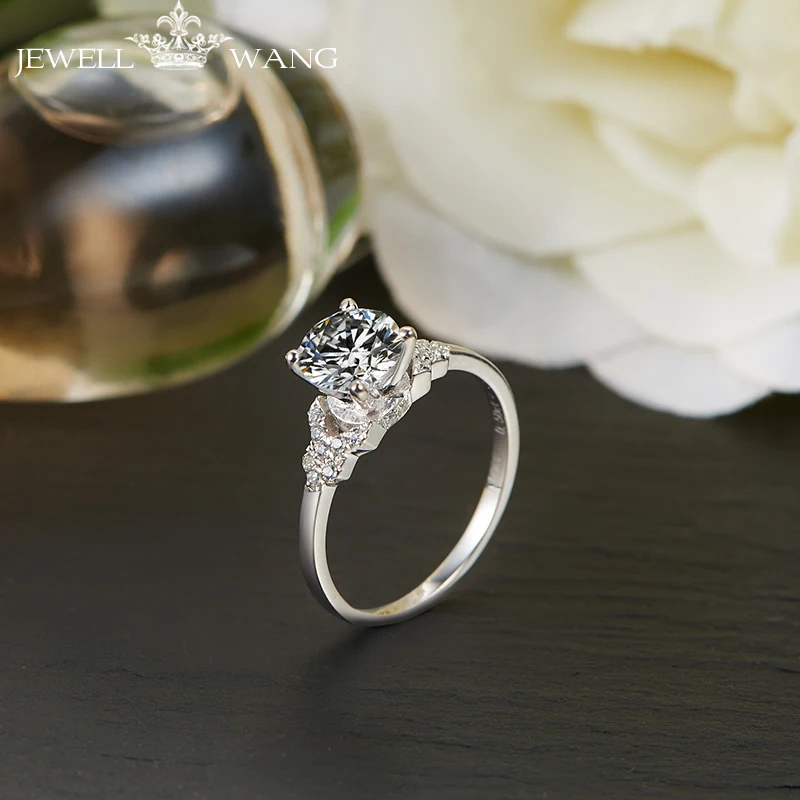 Кольцо из настоящего белого золота 18 карат с муассанитом для женщин|ring brand|ring forrings