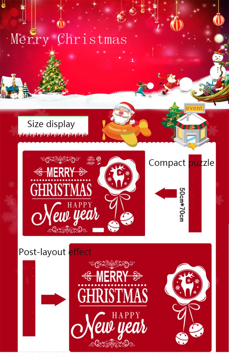 50x70cm 2019 Merry Christmas Decorations for Home New Year Shop Glass Window White Deers Bell Decorative Stickers Navidad Natal  (7)