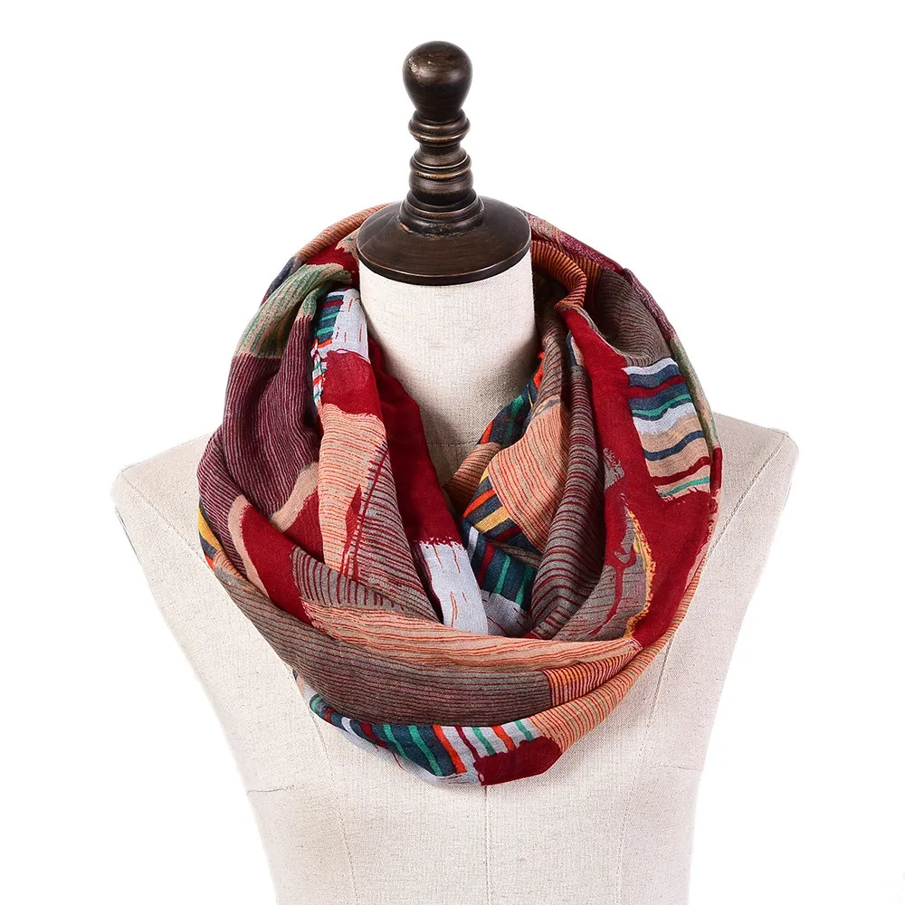 

Women Spring and Autumn Ink Plaid Print Ring Scarves Hot Fashion Winter Infinity Scarf Snood for Women Echarpe Foulard Femme