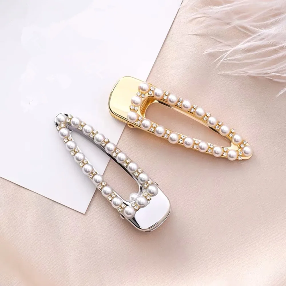 

1PC Women Stylish Metal Full Pearl Hairpins Lady Simple Hair Clips Barrettes Headwear Hair Styling Accessories