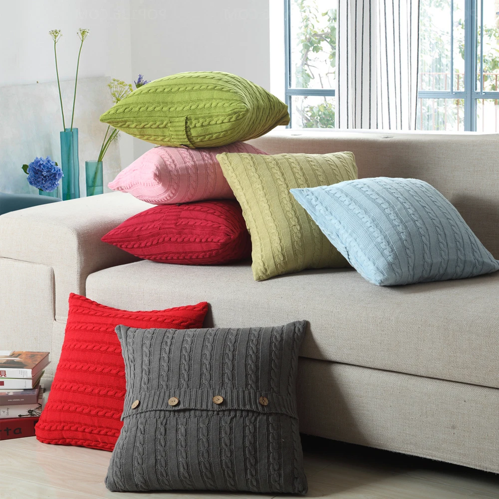 

Coconut Button Cushion Cover Knitted Pillow Cover Rainbow Pillow Case 45X45cm Home Sofa Chair Decoration Bedroom Gift