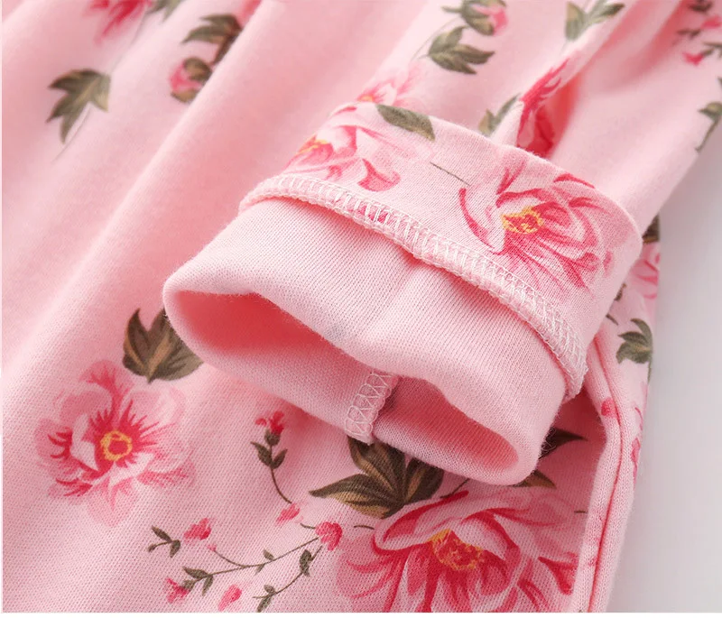 CLEARANCE Newborn Girl Cotton Footies 1piece Overall with Cap Baby Girls Floral Footies Infant Girls Spring Clothes Born 3m