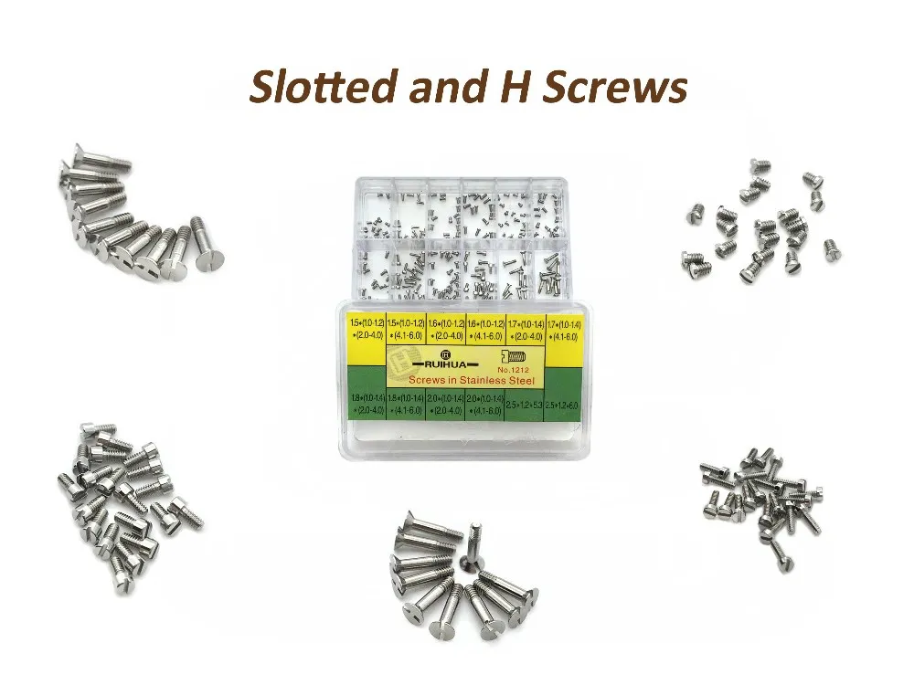 Slotted screws and H screws Stainless Steel Assorted Screws Watch Tools For Repairs Watch 12 Sizes
