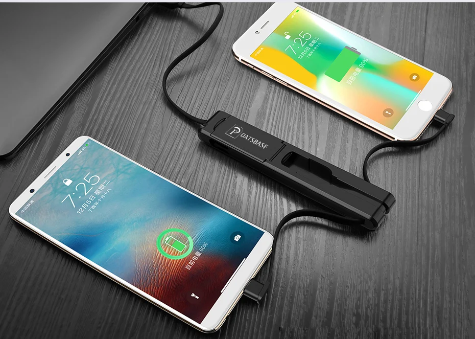 Oatsbasf 3 в 1 Тип C Micro USB C 8pin Быстрый зарядный кабель для iPhone samsung Креативный дизайн скрытый USB кабель для Xiaomi