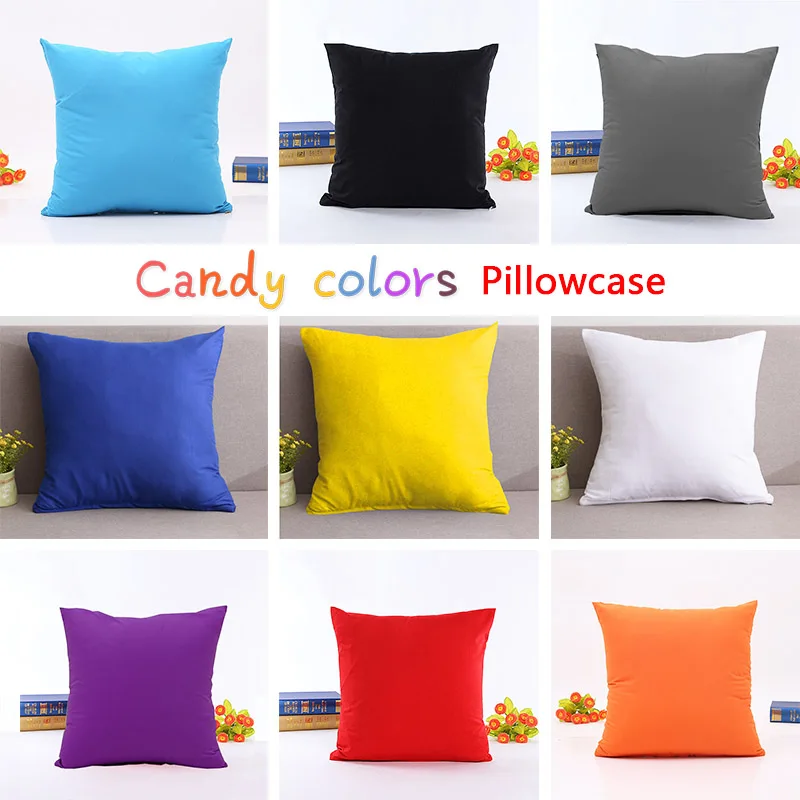 

45*45CM Candy Color Pillow Case Solid Color Throw Pillow Cover Decorative Polyester Pillowcases cover Home Living Room Bedroom