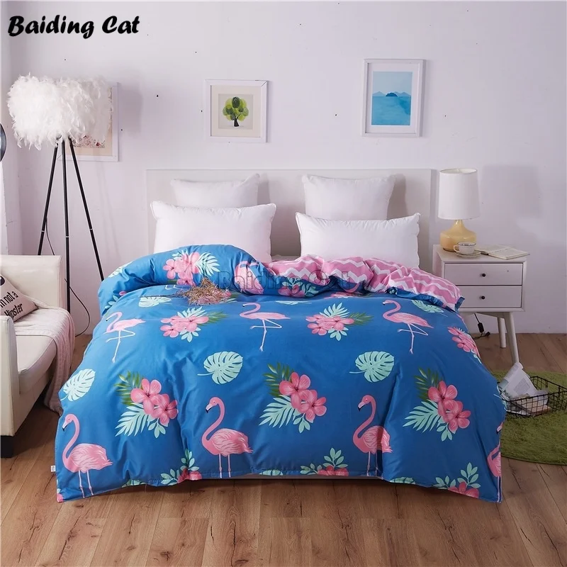 

Fashion Blue Flamingo Duvet Cover 1Pc Quilt Cover for Home Bed Soft Material Bedding Set 150x200cm/180x220cm/200x230cm/220x240cm