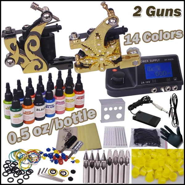 Professional Tattoo Machine Kit Complete with Power Supply Clipr Cord