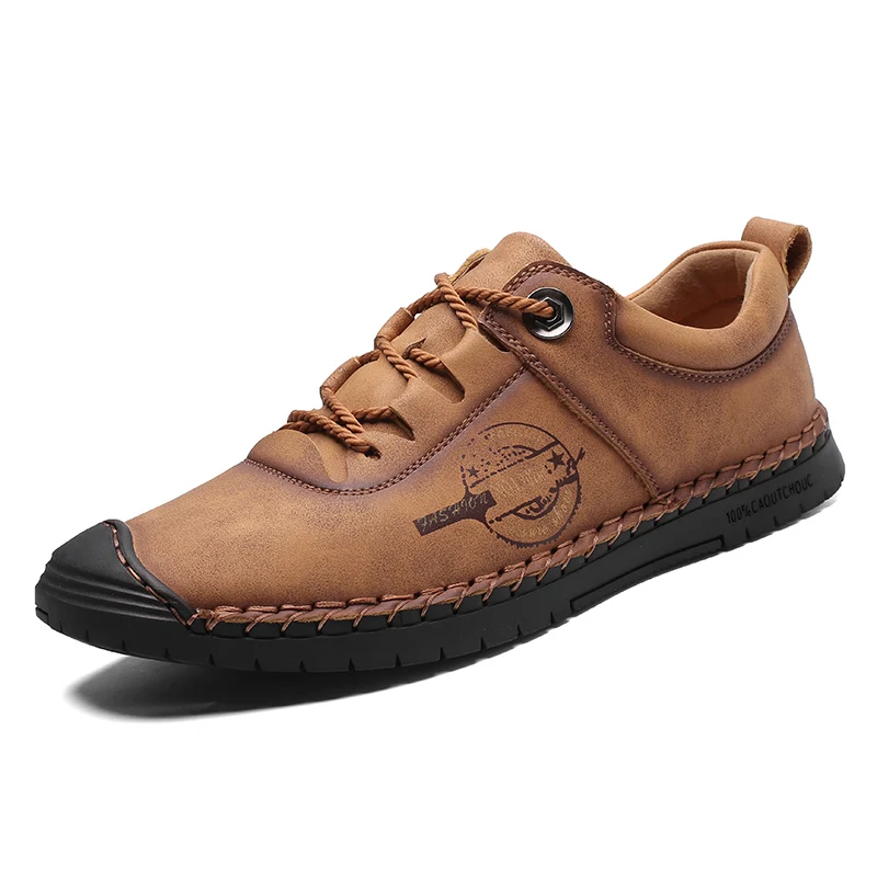 

Hand Stitched Leather Men Hiking Shoes Lace-up Non-slip Sports Shoes High Quality Outdoor Protection Men Sneakers Walking Shoes