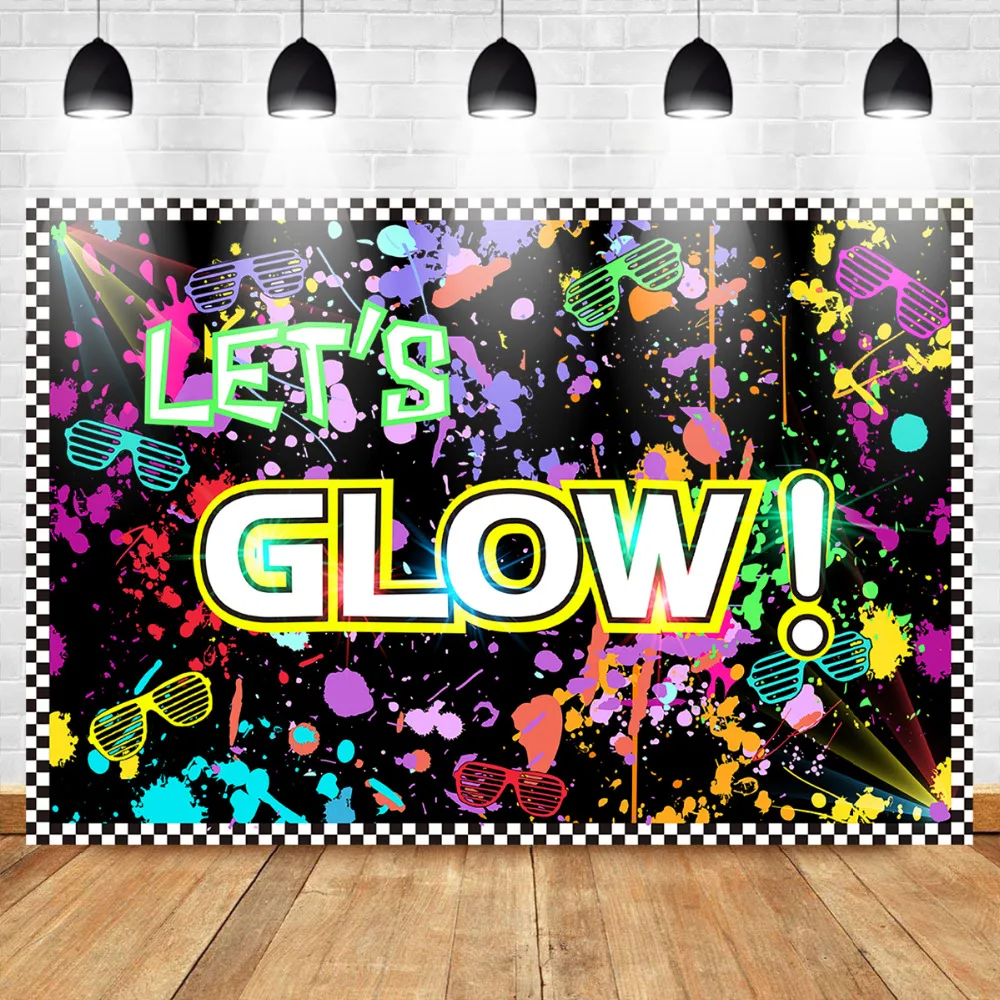 Mehofoto светящиеся неоновые вечерние виниловые Фото фоны Фотофон Let's Glow Splatter
