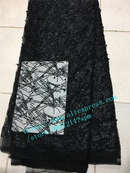 

Top sale ! france tulle lace with beads high quality african sequins glued glitter lace fabric for evenging party stage dress