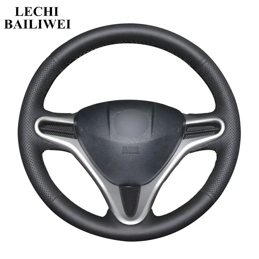 Черный чехол рулевого колеса автомобиля из искусственной кожи для Honda Fit 2009 2013 City