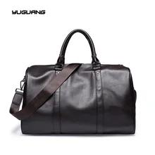 Fashion mens leather travel bag vintage duffle handbags large men business luggage bag with shoulder strap sac voyages hommes