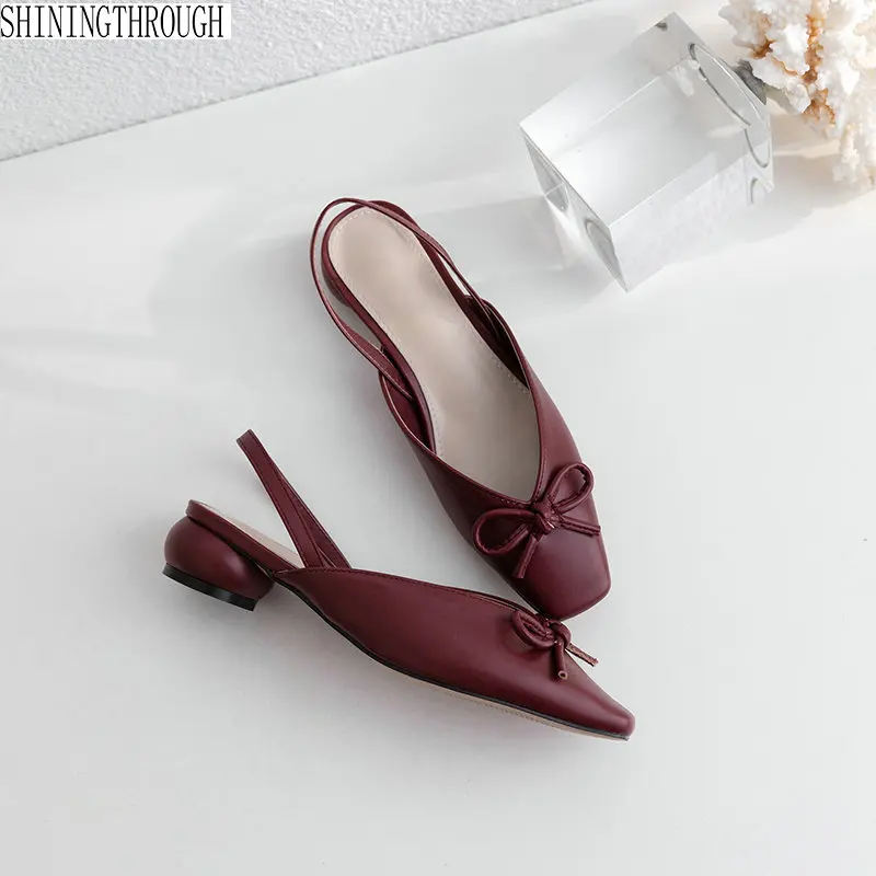 

Women Sandals Solid square Toe Genuine Leather Shoes med Heels Summer Prom Party Working Casual Basic Shoes Woman
