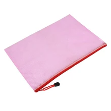 Red grid zipper 13.4 inchx 9.2 inch A4 files documents holder bag