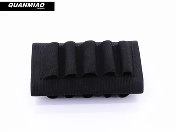 

QUANMIAO Double 5 Round Cartridge Rifle Bullet Pouches Tactical Shell Holder Pouch Buttstock Outdoor Hunting Bags