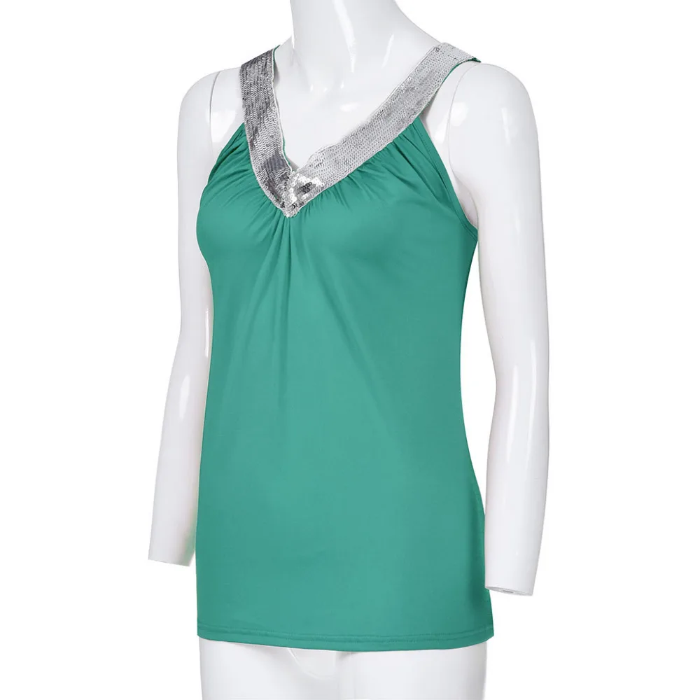 2019 Women's v-neck plus size sexy tops and blouses sleeveless loose beach tops and blouses summer et chemisiers femme  40J12 (28)
