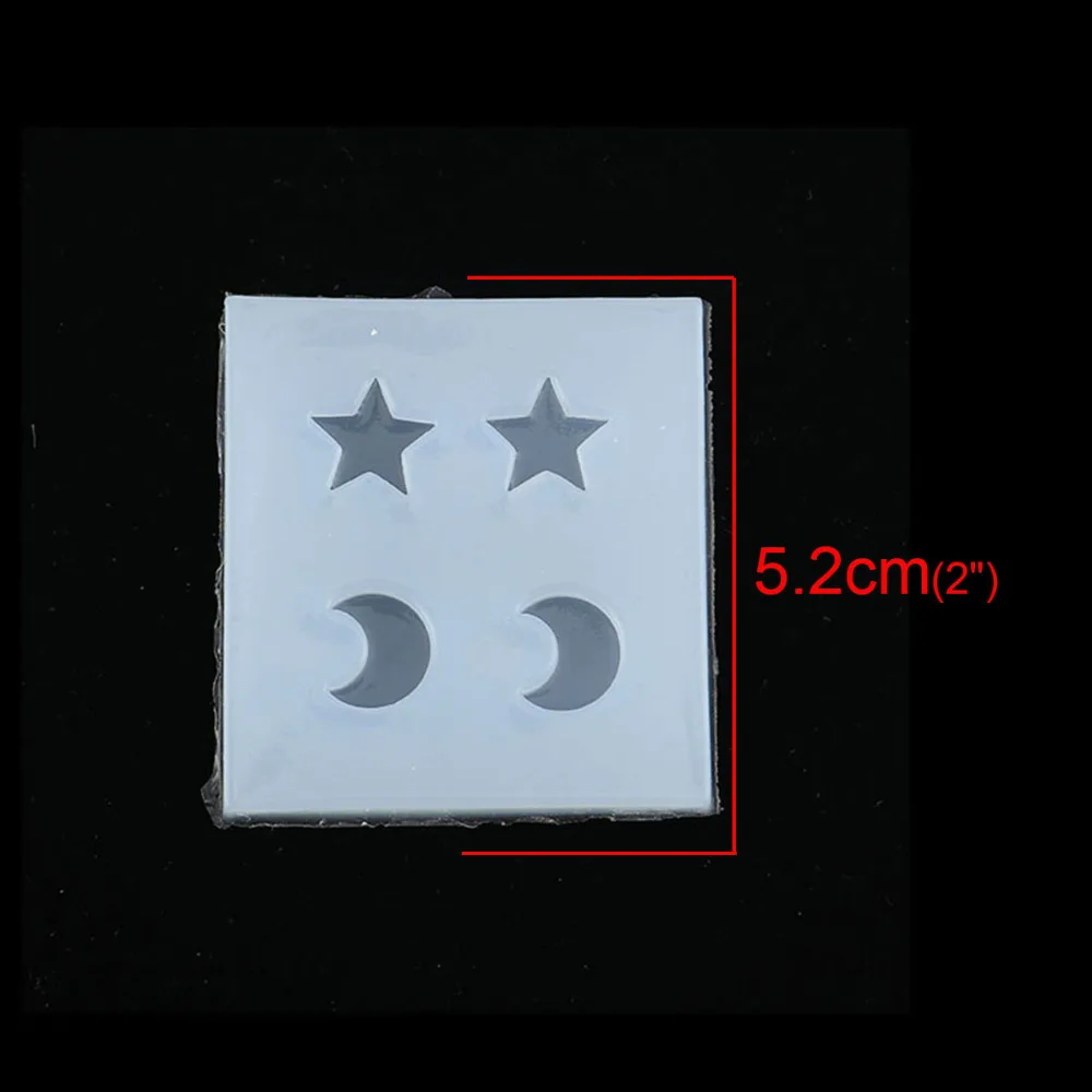 Doreen коробка Мода DIY подарки силиконовая полимерная форма для изготовления ювелирных изделий Звезда белое ювелирное изделие в форме Луны инструменты 52 мм(") x 50 мм(2"), 2 шт