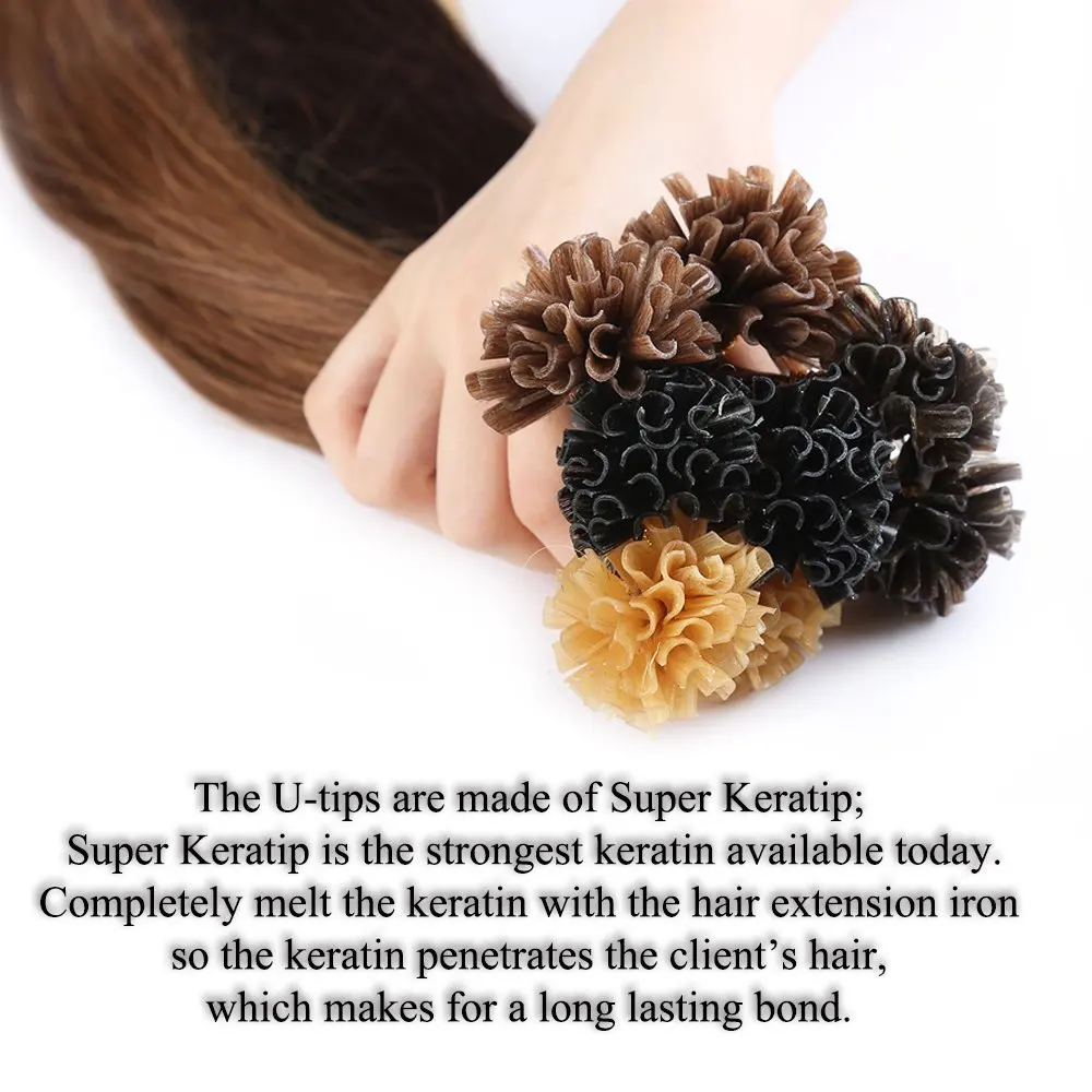 Neitsi Straight Indian Keratin Human Fusion Hair Nail U Tip 100% Remy Human Hair Extensions 20" 1g/s 50g Ombre Color