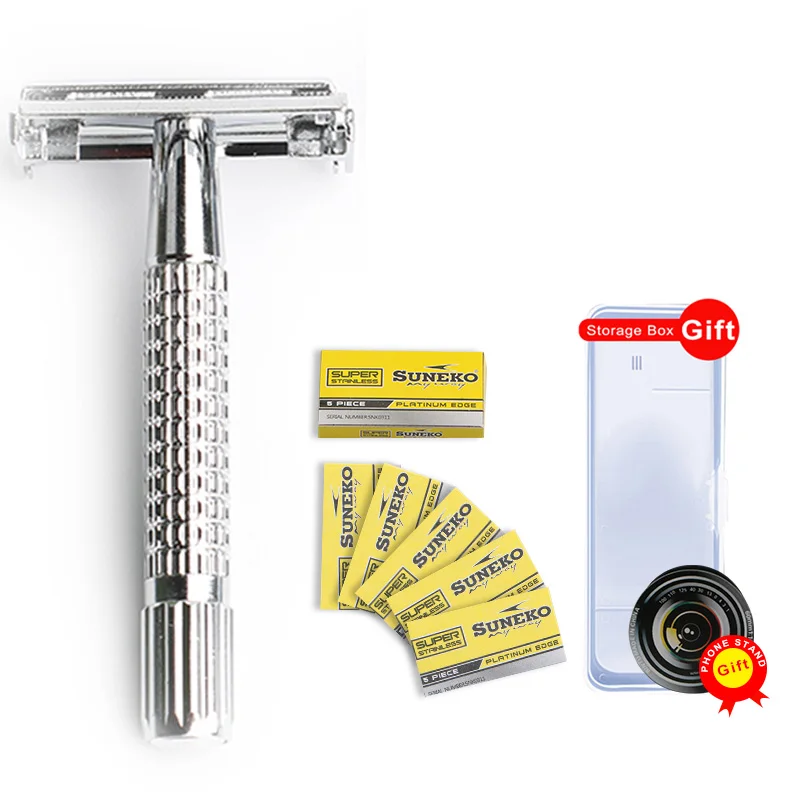 

HAWRAD RAZOR Men's Razor Double Edge Razor 1 Pcs Stainless Steel Handle With 10 Pcs Double Edge Razor Blades For Men