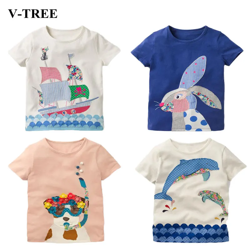 

Summer Girls T-shirt Cartoon Tops For Kids Cotton Children Shirts 2-12T Teenager Blouse Toddler Tees Baby Outerwear Clothing