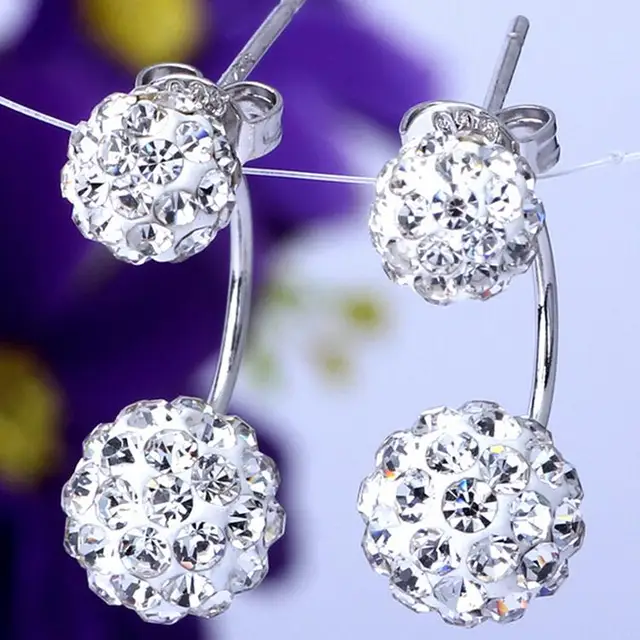 Cheap Beautiful silver created stud earrings for women High quality