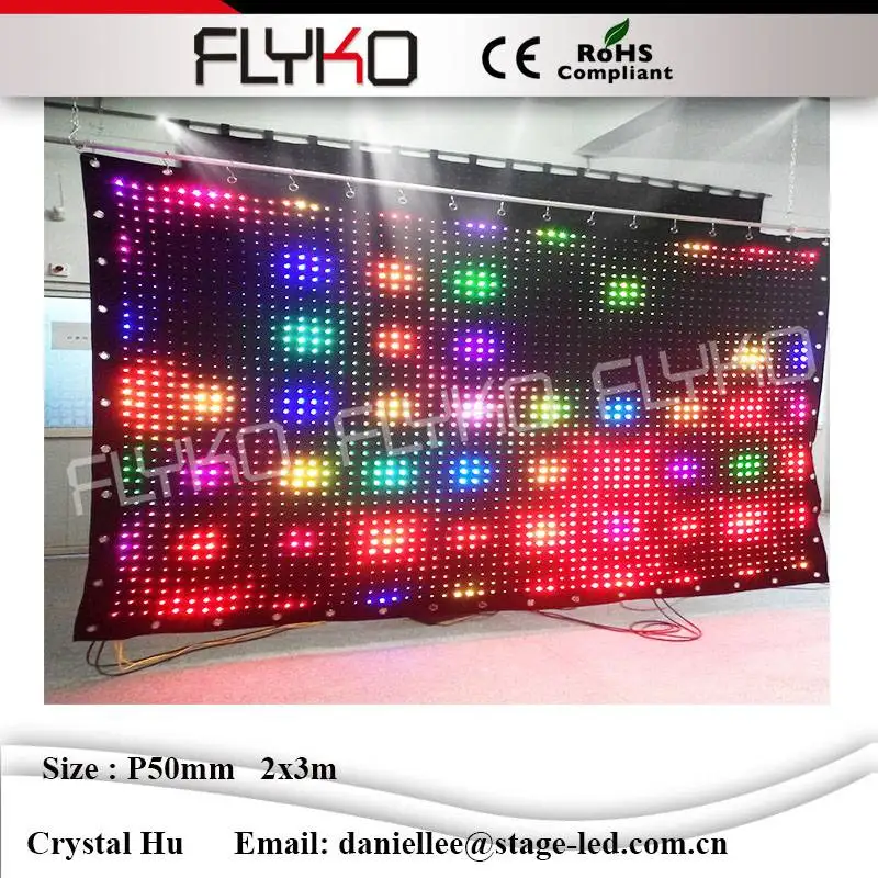 

P5cm 2x3m magic show led video curtain/ strong led cloth from FLYKO led curtain