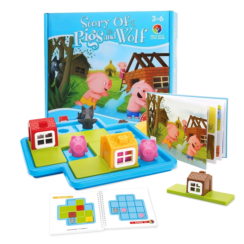 

Montessori Toys With 48 Challenges Children's Learning Toys For Thinking and Motor Skills Three Little Pigs