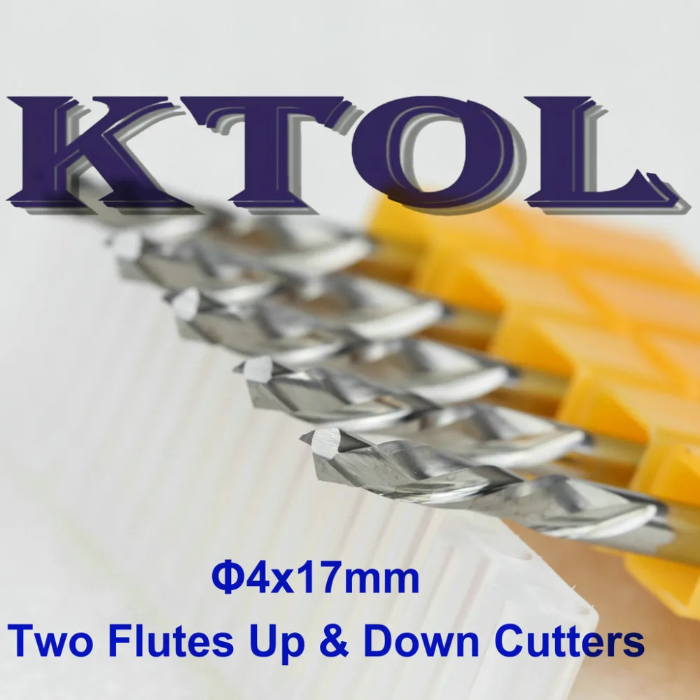 

4x17mm Two Flutes Spiral Bits CNC Tungsten Carbide End Mill Cutter Set, UP& DOWN Cut Mill Cutter Router Bit Woodworking Tools
