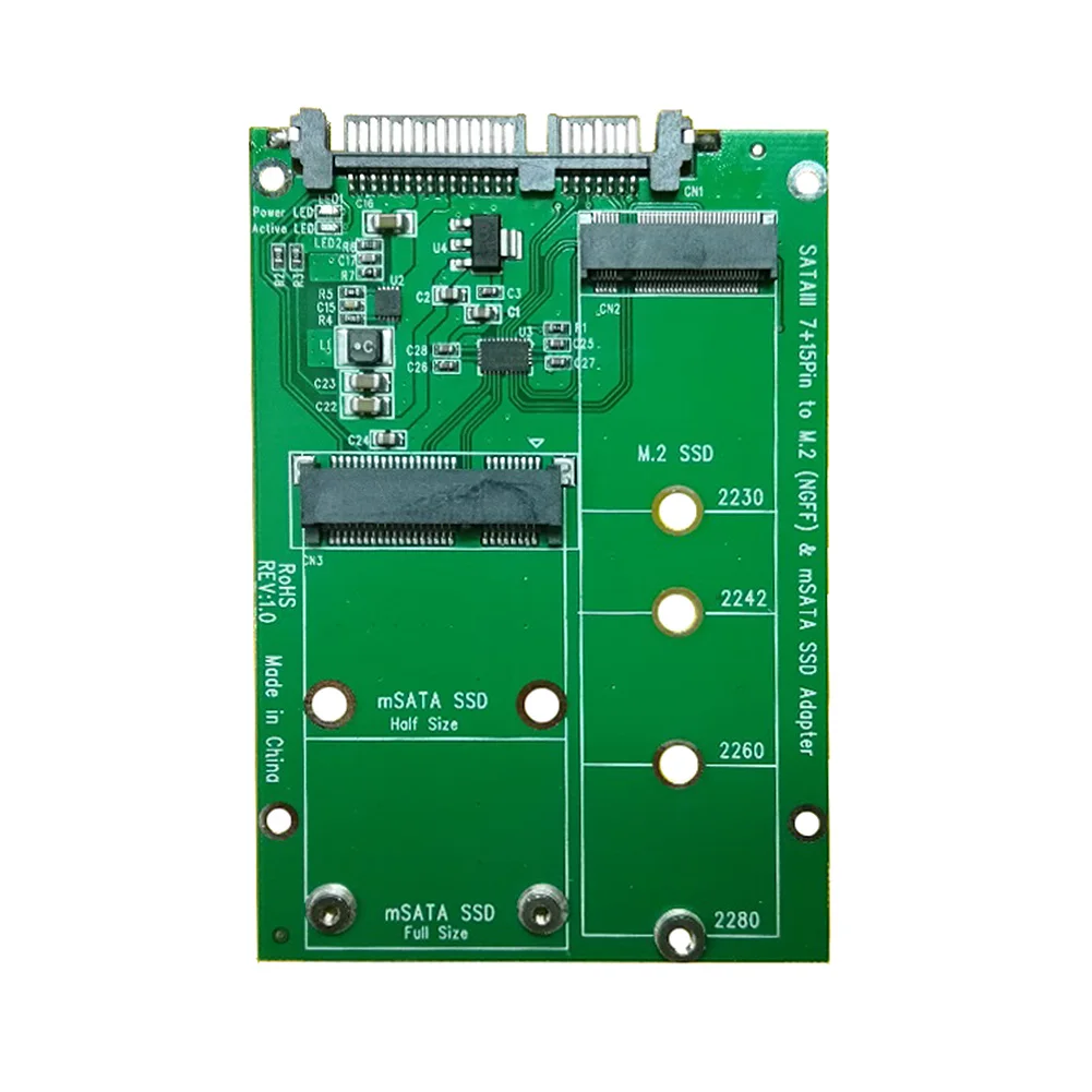 

M.2 NGFF SSD to SATA III SATA3 Converter Msata/NGFF SSD to Sata Adapter Support mSATA SSD + M.2 NGFF SSD QJY99