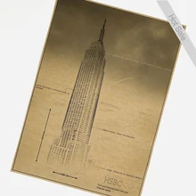 Envío Gratis Vintage Imperio del Estado de Nueva York Estados Unidos cartel Retro artesanías arte mural papel de etiqueta de pintura para la decoración de bar Café 42x30 cm ZO-036