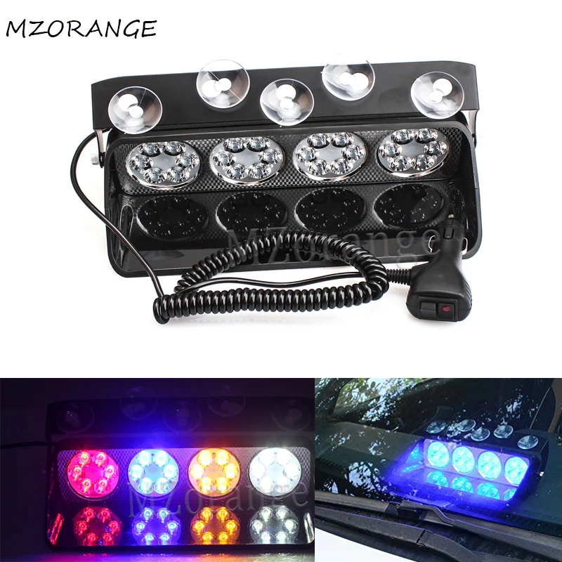 

12V 24LED Wired Law Enforcement Emergency Hazard Police Warning Strobe Lights Suction Cups for Interior Roof Dash Windshield
