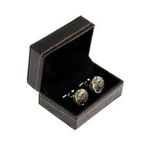 50 шт./лот роскошные кожаные запонки коробки черный прямоугольник запонки коробки держатель хранение подарочной коробки коробка сумки для переноски коробка ювелирных изделий