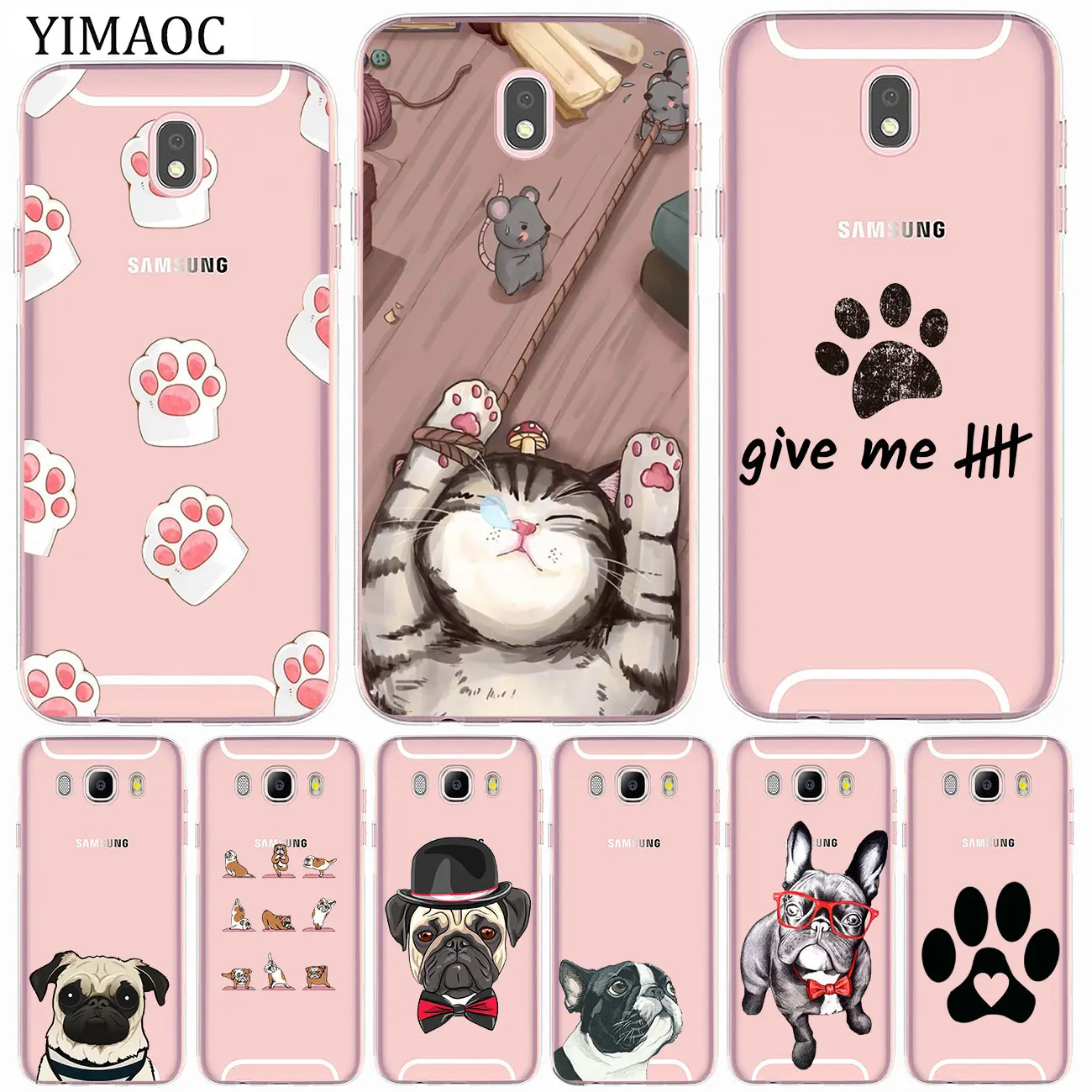 

YIMAOC Dog give me five Cat Soft Silicone Phone Case for Samsung Galaxy A9 A8 A7 J7 J6 J5 2017 EU J3 2016 A6 Plus 2018 Tpu Cover