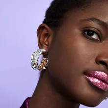 Лучшие женские Boho ZA модные серебряные серьги для женщин многоцветные ed блестящие серьги для свадебной вечеринки Подарки для девочек золотые ювелирные изделия