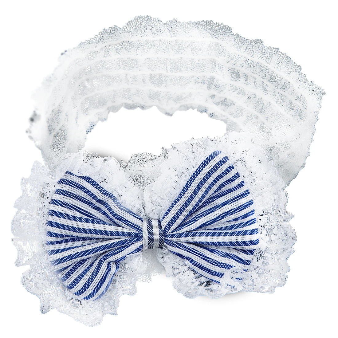 

1 Piece Baby Infant Blue Stripe Lace Bow Hair Decor Hairband Headband