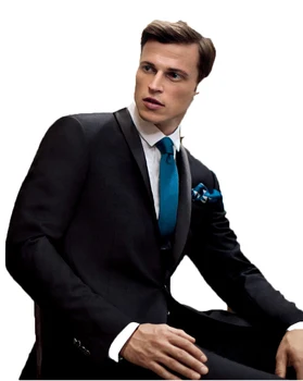 

Blue Business Style Suit Groom Tuxedos Wedding Suits Shawl Collar Prom Party Suit 2 Pcs Single Breasted Classic Blazer Men 2018