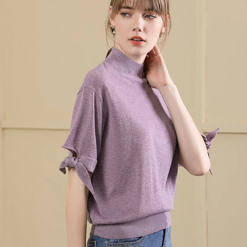 

Oversize knitting sweater shirt 2018 women's fashion short-sleeved o-neck oversize loose sweater women for autumn 18056
