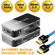 Navceker HDR HDMI 2,0 HDMI переключатель Поддержка HDCP 2,2 и ИК-пульт 1x4 мини-переключатель HDMI коммутатор 18 Гбит/с HDMI коммутатор 2,0 концентратор коробка